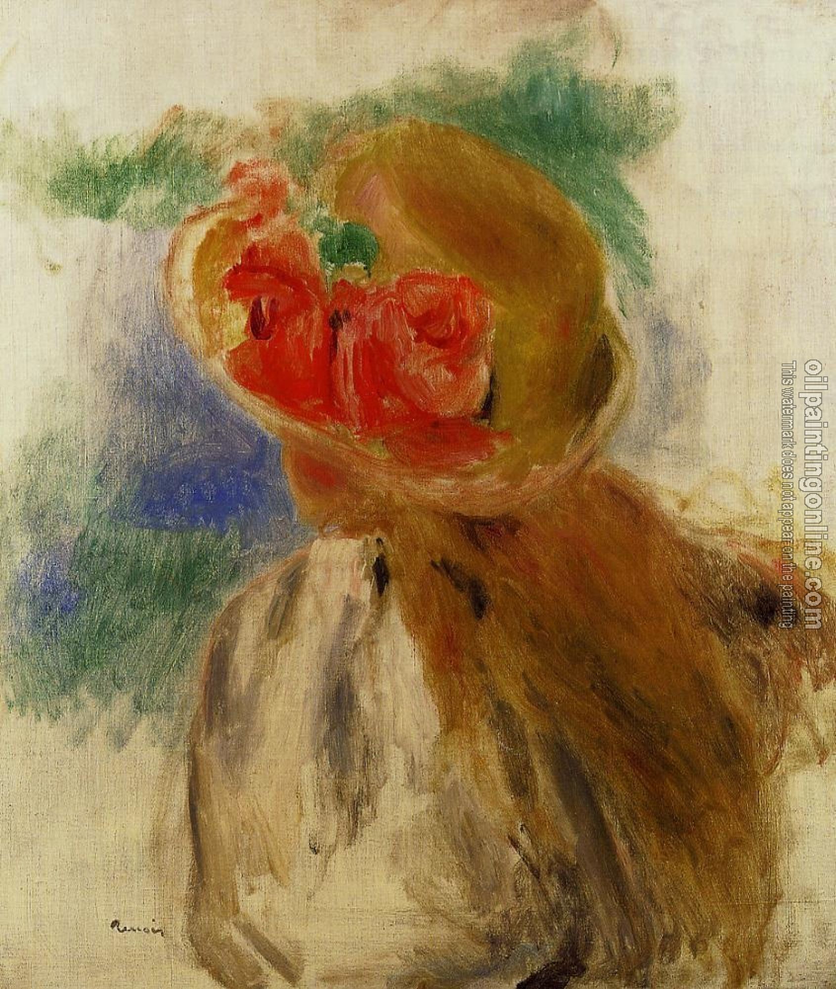 Renoir, Pierre Auguste - Young Girl in a Flowered Hat